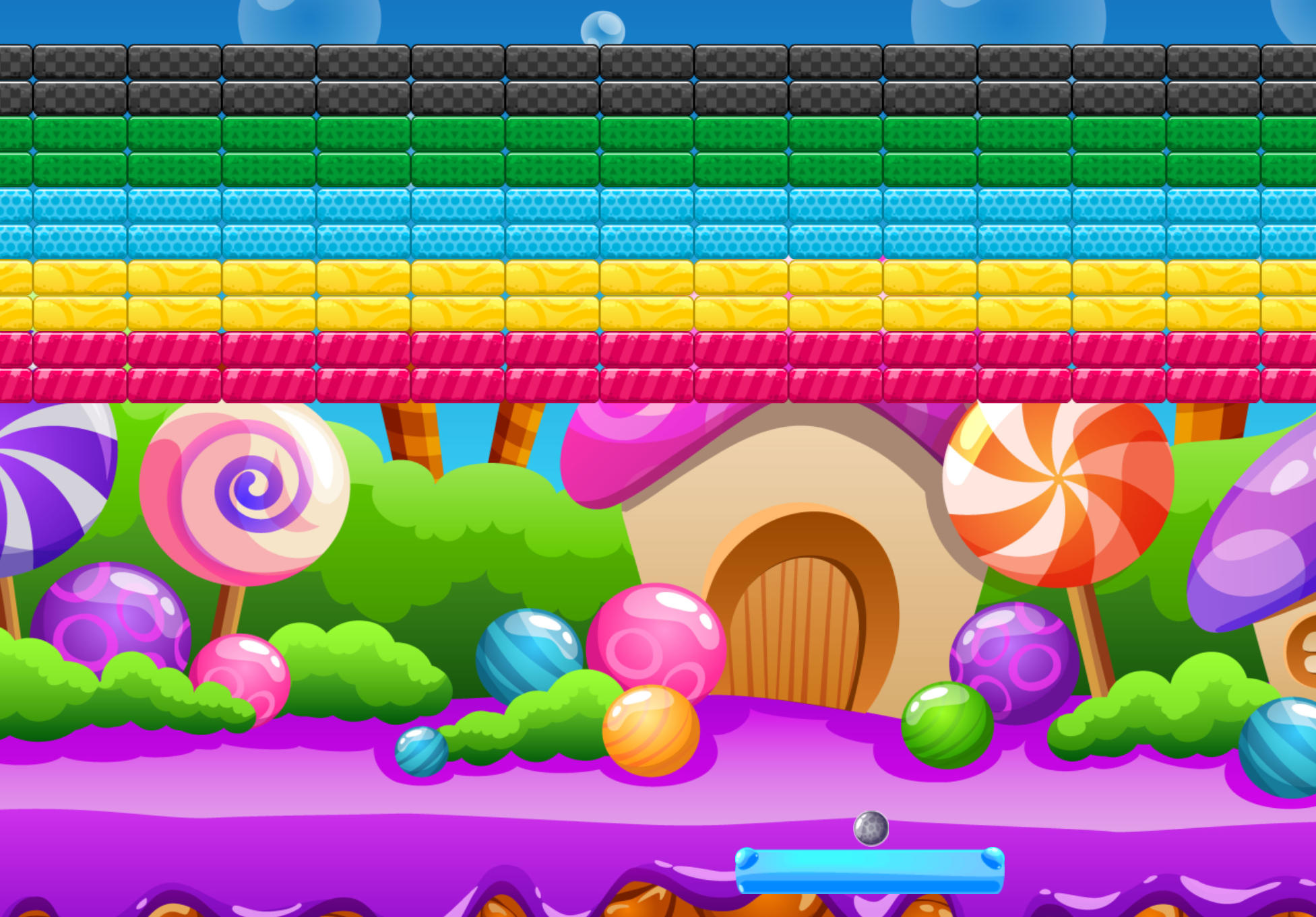 Brick Out gameplay showing bricks being removed from the board with satisfying clears