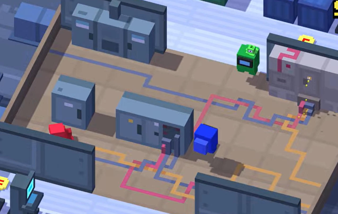 Crossy Road river section with logs, hazards, and endless hop gameplay